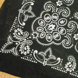 Vtg Big HEAD 26&quot; BLACK Western cotton biker Bandana kerchief Scarf Wild Rag for Cowboys & Cowgirls