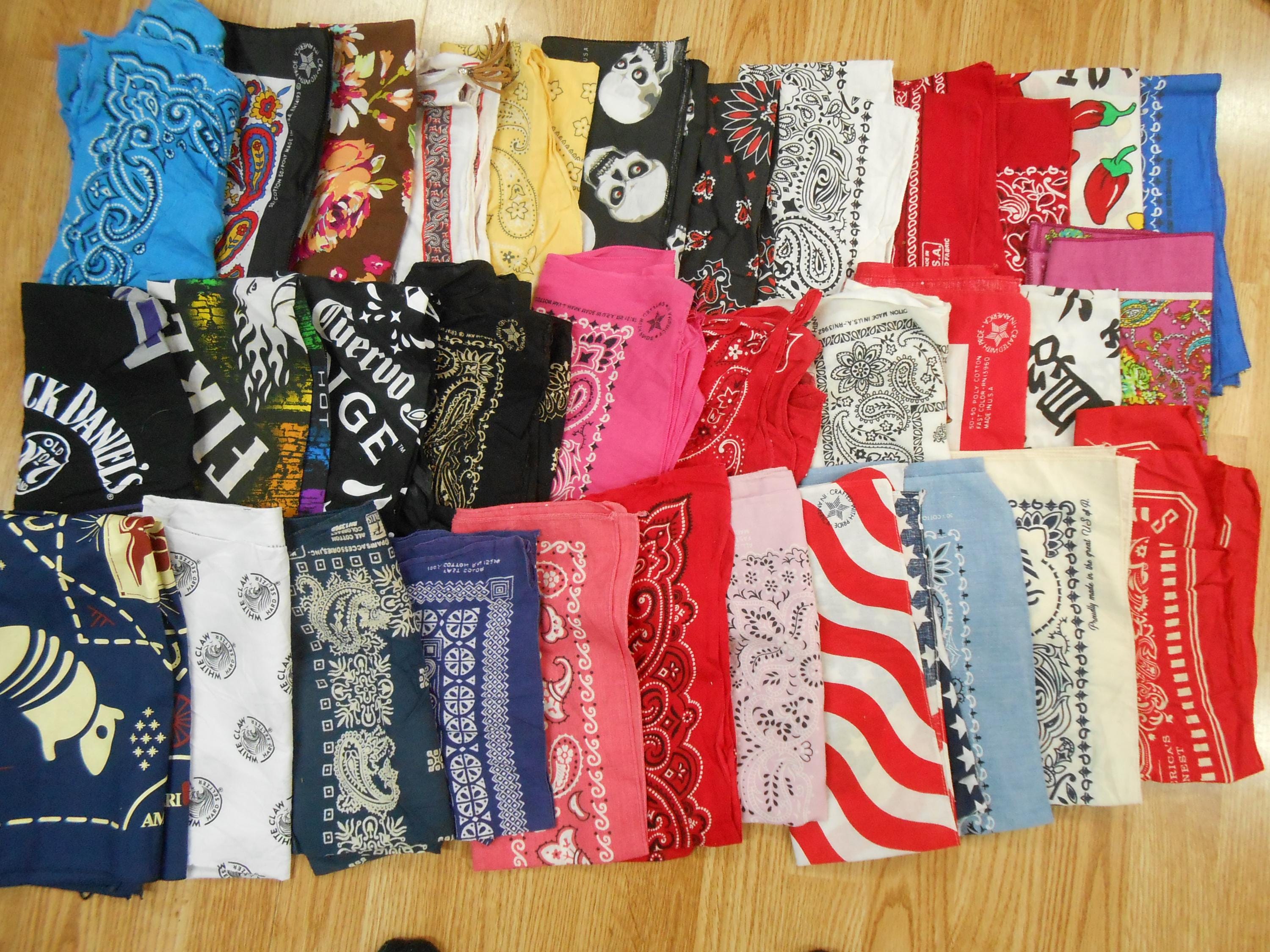 Vtg Lot of 10 Mixed Cotton Biker Kercheif Bandana Hav A Hank Paris Elephant  20\