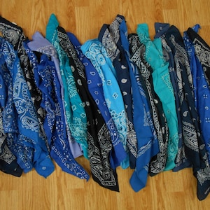 Old School Lot of 10 Mixed NAVY BLUE PAISLEYS Soft Cotton Biker Bandana&#39;s Kerchief Handkerchief 20&quot;