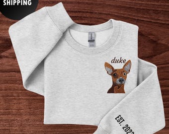 Benutzerdefiniertes Haustier-Porträt besticktes Sweatshirt, Hundegesicht Sweatshirt, personalisierter Haustier-Pullover, benutzerdefinierter Hunde-Sweatshirt, Haustier-Namensgeschenk