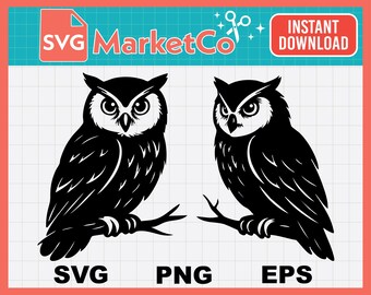 Wise Owls Set SVG, Cut File For Cricut and Silhouette, Wildlife Animal PNG EPS