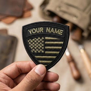 Custom US Military Name Patch embroidered, Custom Embroidered US Flag Patch, Military Name Patch