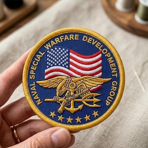 Naval Special Warfare Development Group Patch, DEVGRU SEAL Team Six Embroidered Morale Patch, US Navy Trident Tactical Applique, Iron On