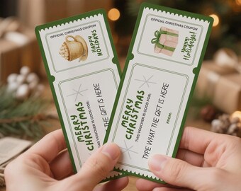 Printable Christmas Coupon Set, Editable Gift Vouchers (Digital Download)