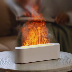 Diffuseur d'arômes de flammes avec effet de feu réaliste - diffuseur d'huiles essentielles à ultrasons, veilleuse d'ambiance confortable, cadeau de décoration d'intérieur moderne pour elle