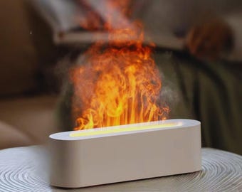 Diffusore di aromi a fiamma con effetto fuoco realistico - Diffusore di oli essenziali a ultrasuoni, luce notturna accogliente, regalo moderno per la casa per lei