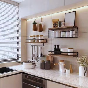 Rustieke houten zwevende planken – set van 4, boerderijdecor