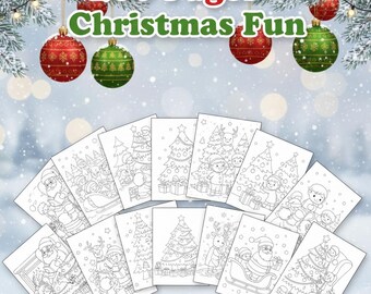 200 páginas para colorear navideñas para niños / Libro para colorear imprimible / Actividad navideña para niños pequeños y preescolares / Descarga instantánea