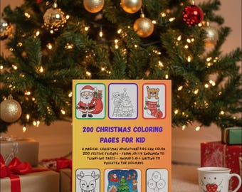200 páginas para colorear navideñas para niños / Actividad festiva (Descarga instantánea)