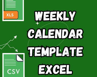Plantilla de calendario semanal en Excel / Planificador digital imprimible (descarga instantánea)