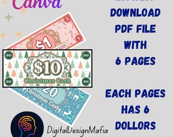 Dinero de juguete navideño imprimible / Papá Noel y el elfo en el estante (Descarga PDF)