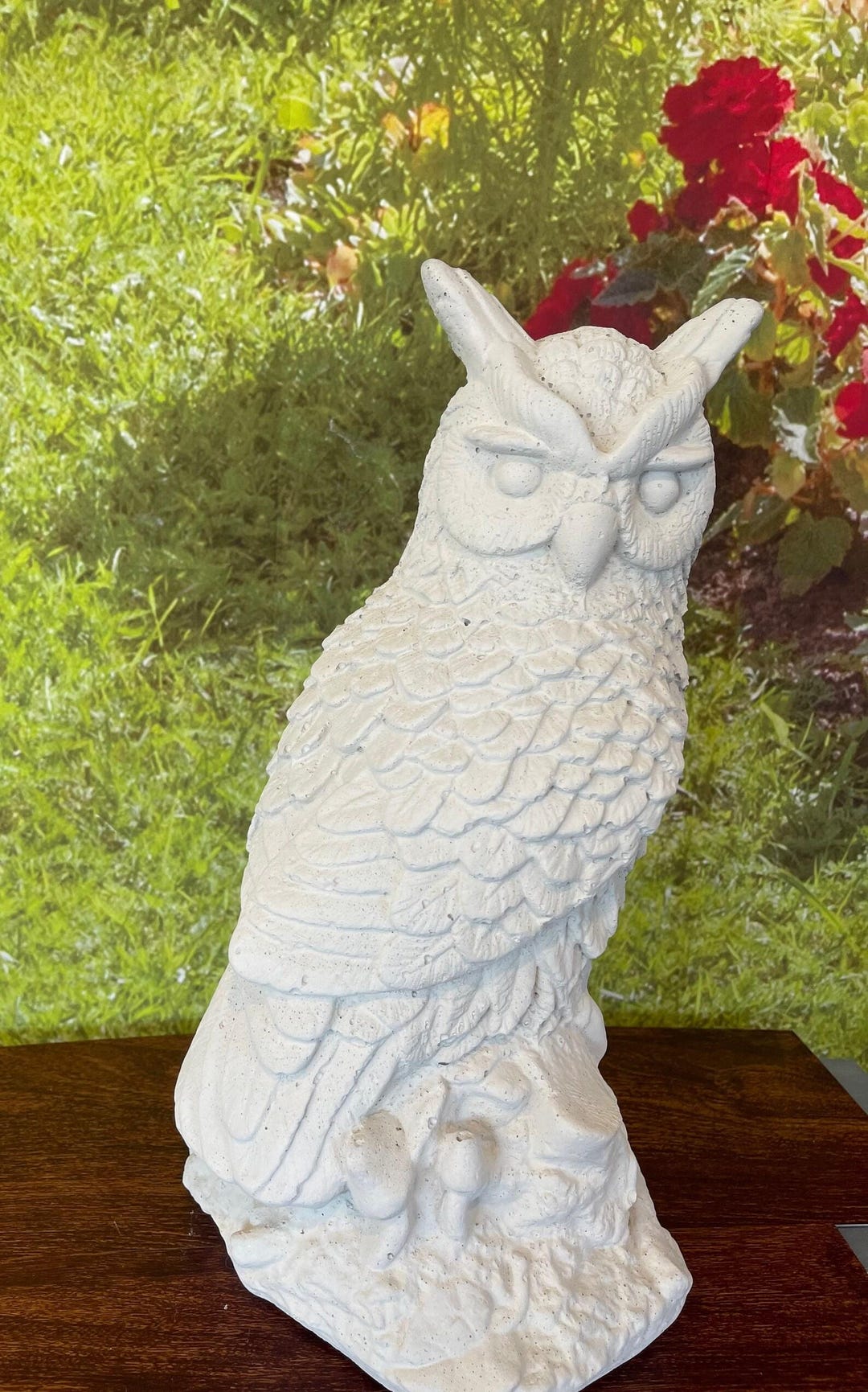 Large Owl Statue Solid Concrete Handmade Garden Statue Decor Stone 