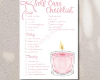 Self-Care Checklist | Wellness Routine Tracker | Digital Download | Printable
