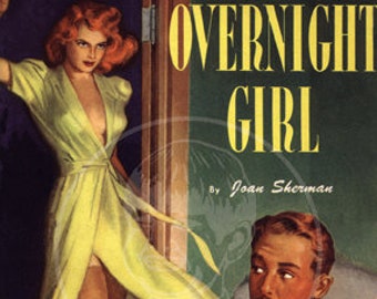 Overnight Girl - 10x14 Giclée Canvas Print of a Vintage Pulp Paperback Cover