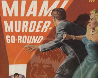 Miami Murder-Go-Round - 10x15 Giclée Canvas Print of a Vintage Pulp Paperback Cover