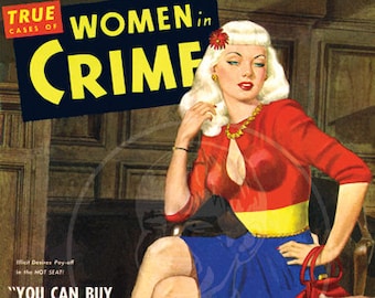 Women in Crime (Nov 1949) - 10x13 Giclée Canvas Print of a Vintage Pulp Detective Magazine Cover