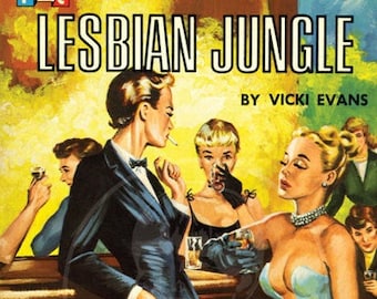 Lesbian Jungle - 10x17 Giclée Canvas Print of Vintage Pulp Paperback