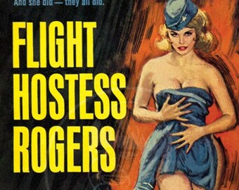 Flight Hostess Rogers - 10x17 Giclée Canvas Print of Vintage Pulp Paperback