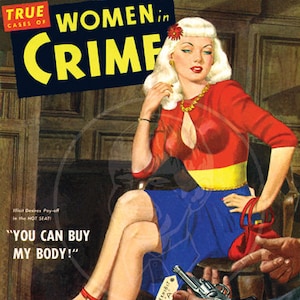 Women in Crime (Nov 1949) - 10x13 Giclée Canvas Print of a Vintage Pulp Detective Magazine Cover