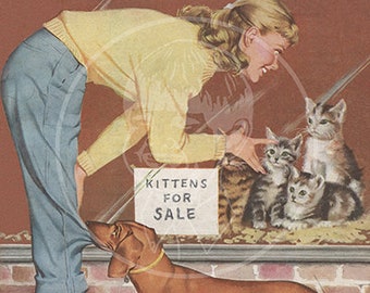 Rufen alle Mädchen (Apr 1959) - 10 x 14 Giclée Leinwand Druck eines Vintage Kinder Magazin Cover