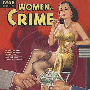 Women in Crime (Mar 49) - 10x13 Giclée Canvas Print of Vintage Pulp Detective Magazine