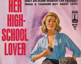 Her High School Lover - 10x16 Giclée Canvas Print of a Vintage Pulp Paperback Cover