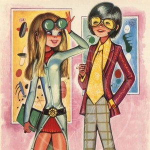 Groovy Art (010)-10 x 15 Giclée Canvas Print van een Vintage briefkaart