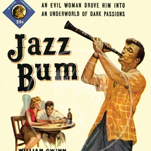 Jazz Bum - 10x16 Giclée Canvas Print of a Vintage Pulp Paperback cover