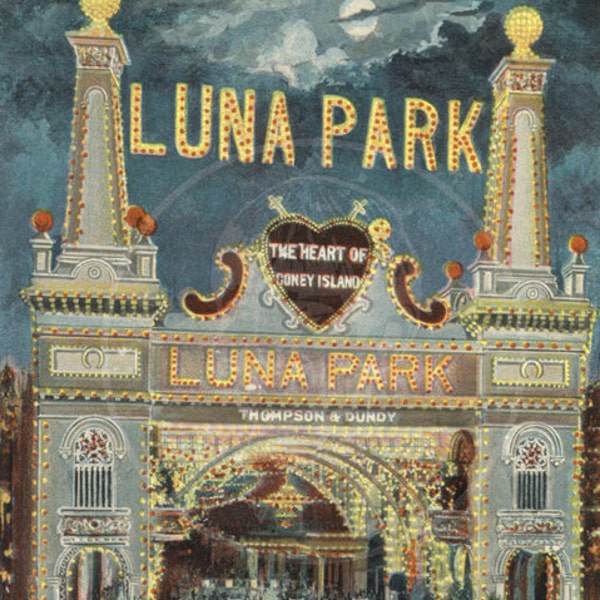 Luna Park, Coney Island  - 10x15 Giclée Canvas Print of Vintage Postcard