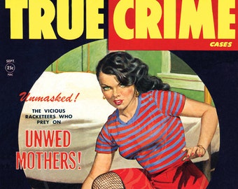 True Crime (Sep 50) - 10x13 Giclée Canvas Print of a Vintage Pulp Detective Magazine Cover