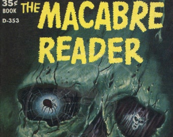 The Macabre Reader - 10x15 Giclée Canvas Print of a Vintage Pulp Paperback Cover