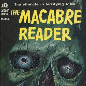 The Macabre Reader - 10x15 Giclée Canvas Print of a Vintage Pulp Paperback Cover
