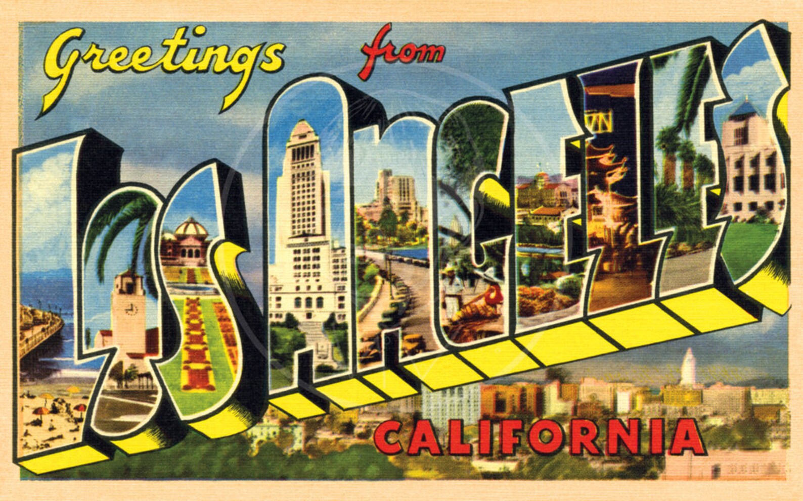 Greetings From Los Angeles style 1 10x16 Giclée Canvas Etsy
