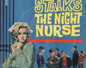 Terror Stalks the Night Nurse - 10 x 17 Giclée Canvas Print of Vintage Pulp Paperback