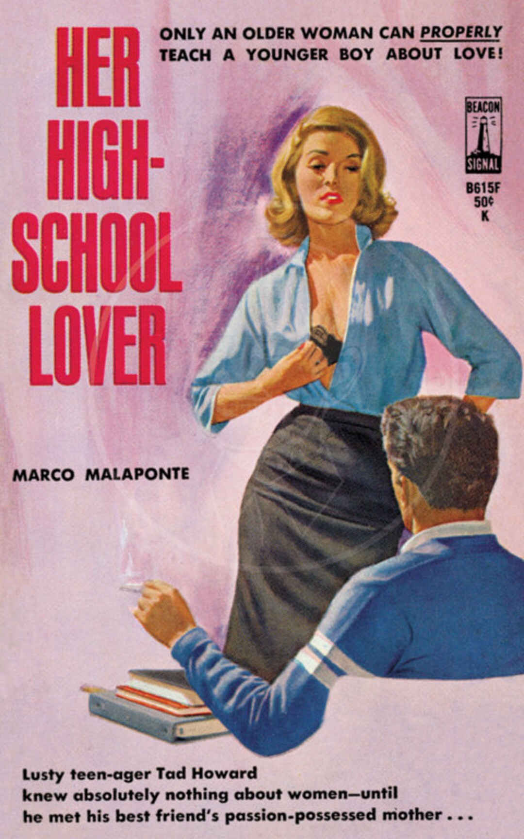 Her High School Lover 10x16 Giclée Canvas Print of a Vintage Pulp