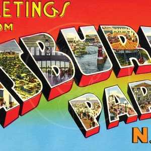 Greetings from Asbury Park (Style 3) - 10x16 Giclée Canvas Print of Vintage Postcard