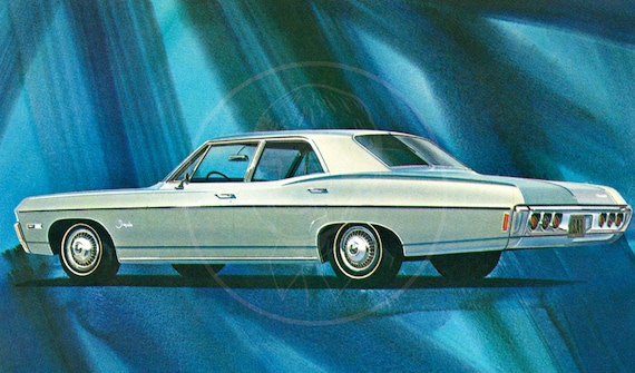 1968 Chevy Impala 4 Door Sedan 10x17 Giclee Canvas Print Of Etsy
