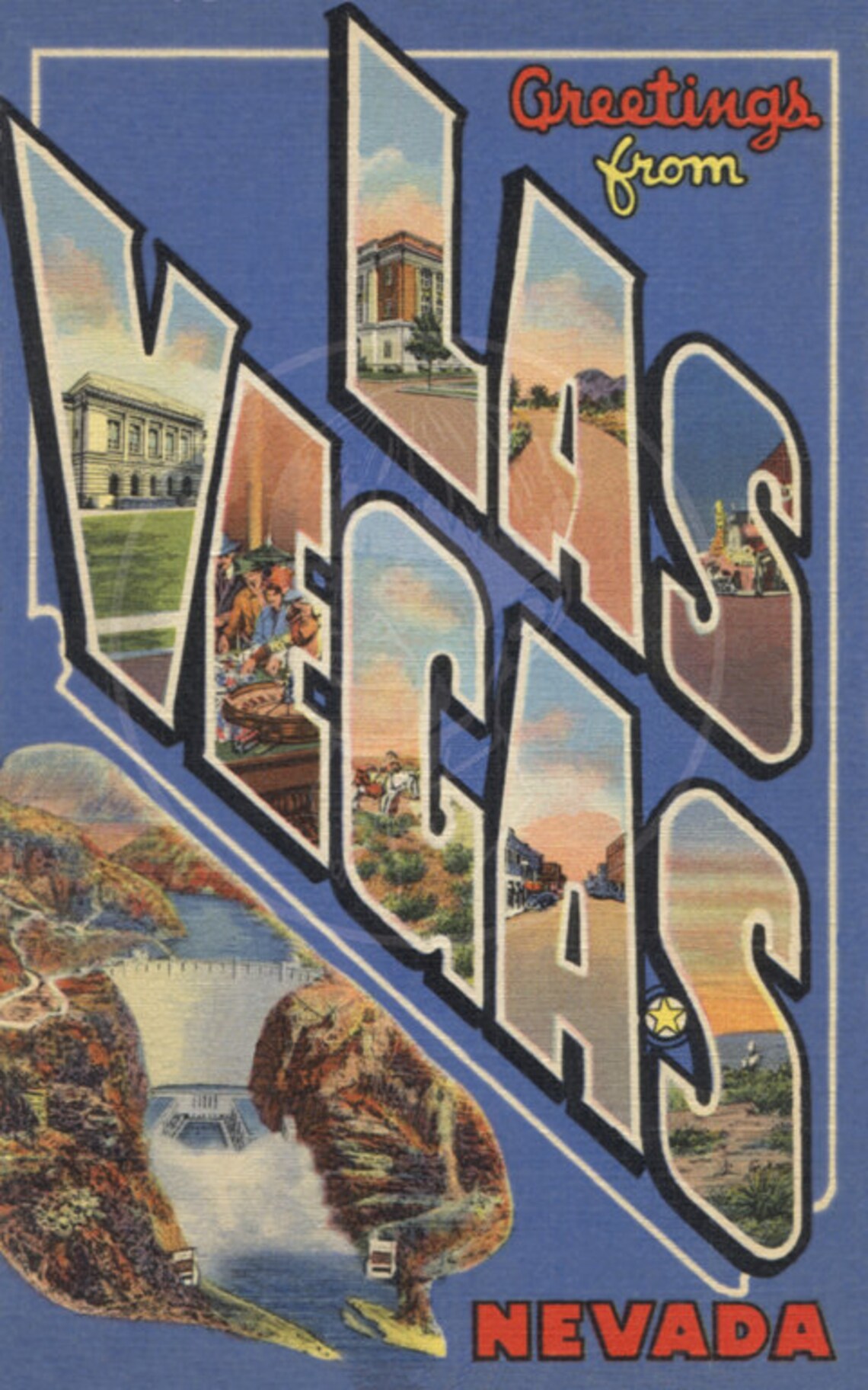 Greetings From Las Vegas style 1 10x16 Giclée Canvas Print Etsy