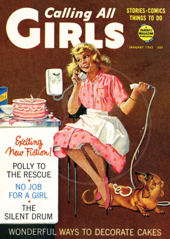 Calling all Girls Jan 1962 10x14 Giclée Canvas Print of Etsy