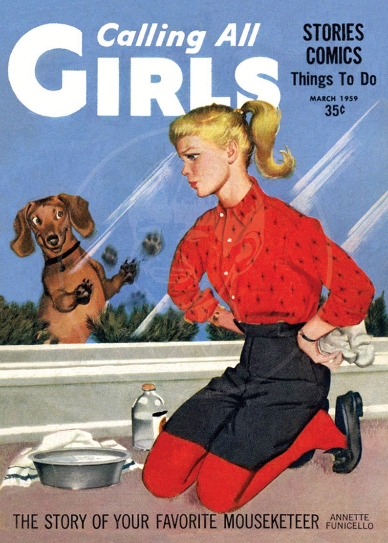 Calling all Girls Mar 1959 10x14 Giclée Canvas Print of a Vintage Children's Magazine Cover image 1