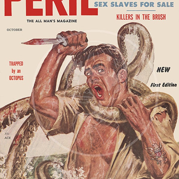 Péril (56 octobre) - 10x13 Giclée Canvas Print of a vintage Pulp Magazine Cover