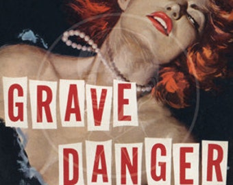 Grave Danger - 10x15 Giclée Canvas Print of Vintage Pulp Paperback