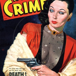 Women in Crime (May 1949) - 10x14 Giclée Canvas Print of a Vintage Pulp Detective Magazine Cover