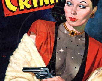 Women in Crime (May 1949) - 10x14 Giclée Canvas Print of a Vintage Pulp Detective Magazine Cover