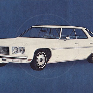 1975 Chevrolet Caprice Classic - 10x17 Giclée Canvas Print of a Vintage Postcard