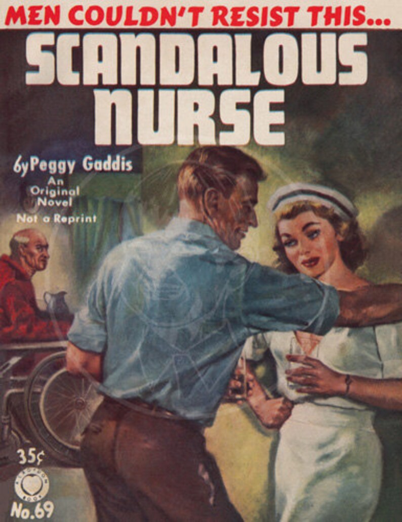 Scandalous Nurse 10x13 Giclée Canvas Print of Vintage Pulp Paperback image 1