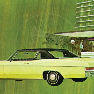 1966 Chevy Caprice Custom Coupe - 10x17 Giclée Canvas Print of a Vintage Postcard