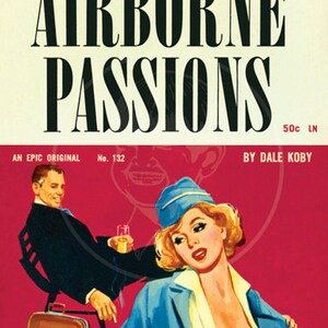 Airborne Passions - 10x16 Giclée Canvas Print of Vintage Pulp Paperback