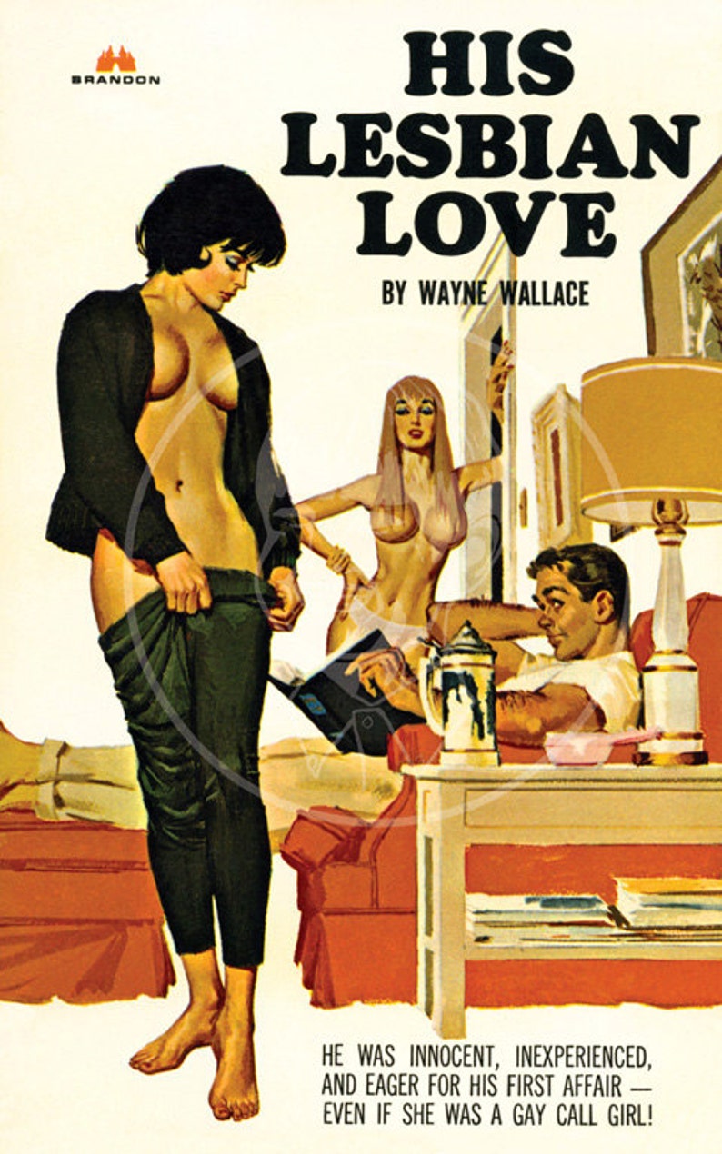 His Lesbian Love 10x16 Giclée Canvas Print of a Vintage Pulp Paperback Cover image 1