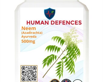 Neem (Azadirachta) 500mg 60 Capsules / Human Defences ™ Manufactured in the UK by Spitfire Ltd